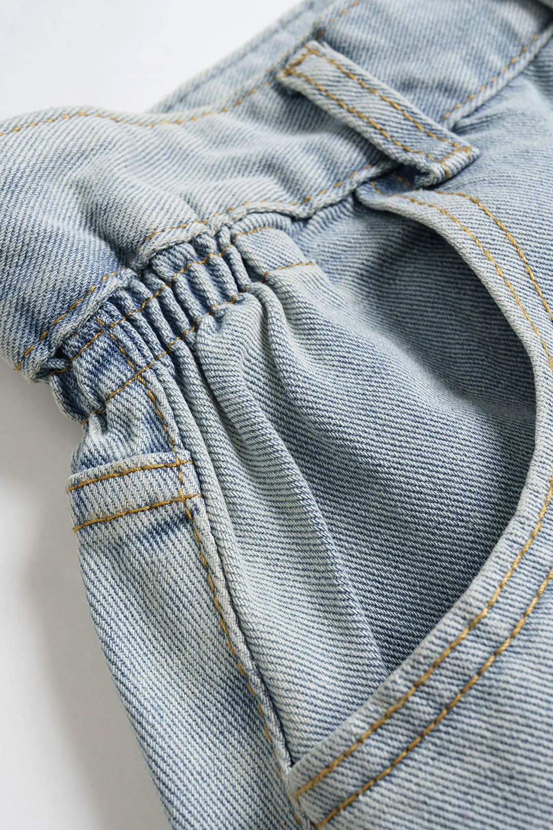 Denim Patchwork Zipper Wide Leg Shorts sold by Micas product image thumbnail 3