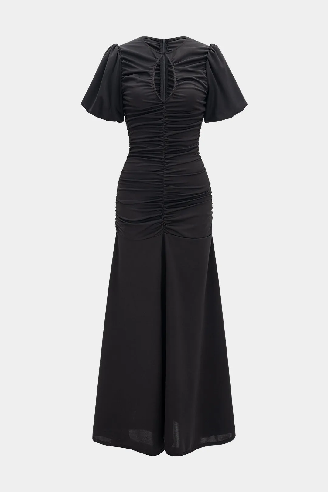 Round Neck Ruched Cut Out Short Sleeve Maxi Dress sold by Micas