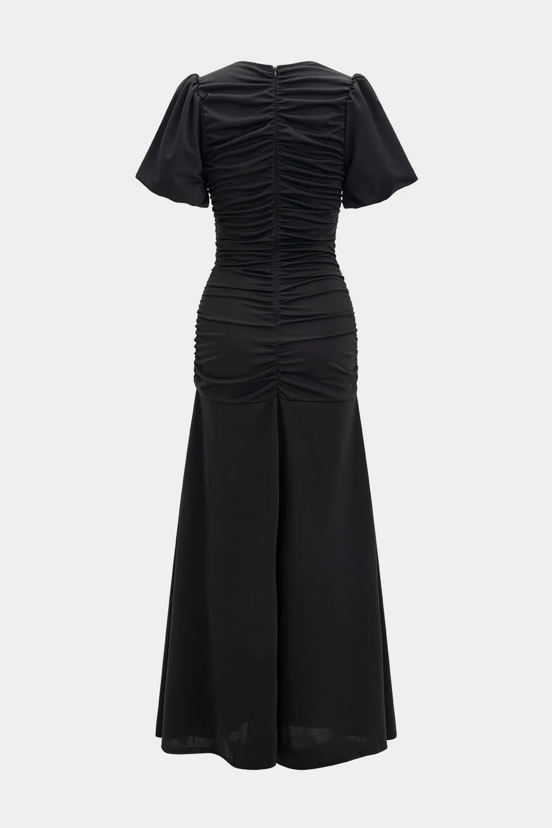 Round Neck Ruched Cut Out Short Sleeve Maxi Dress sold by Micas product image thumbnail 2