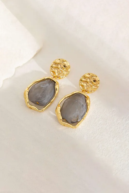 Metal Pearl Irregular Wrinkled Earrings sold by Micas