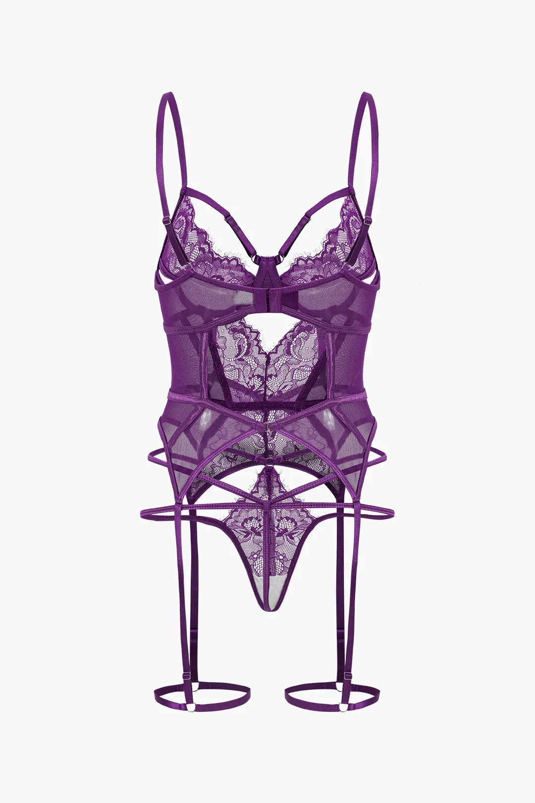 Cut Out Backless Sheer Lingerie Garter Set sold by Micas product image thumbnail 2