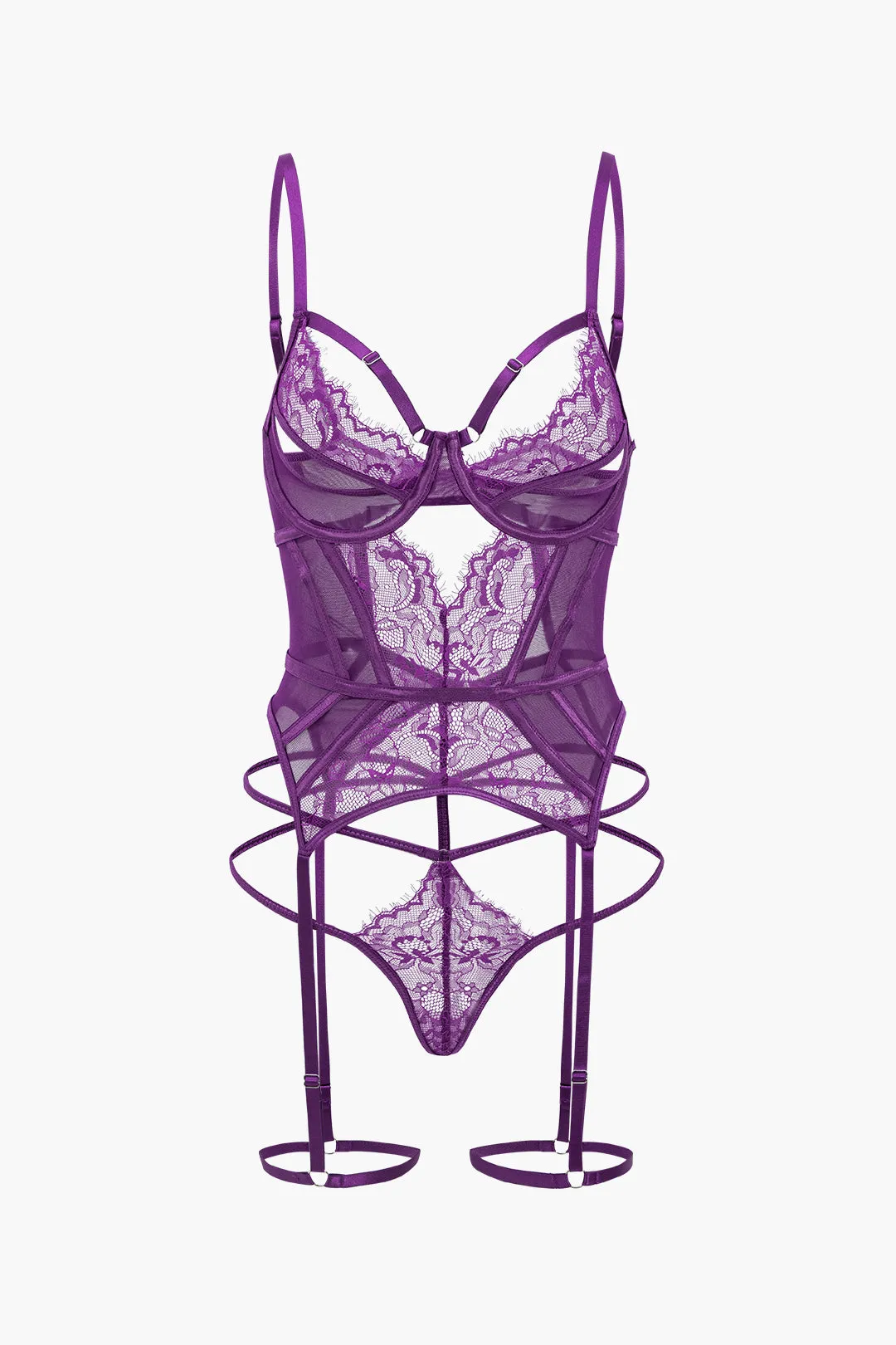 Cut Out Backless Sheer Lingerie Garter Set sold by Micas