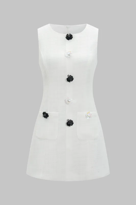 3D Floral Decor Sleeveless Mini Dress sold by Micas