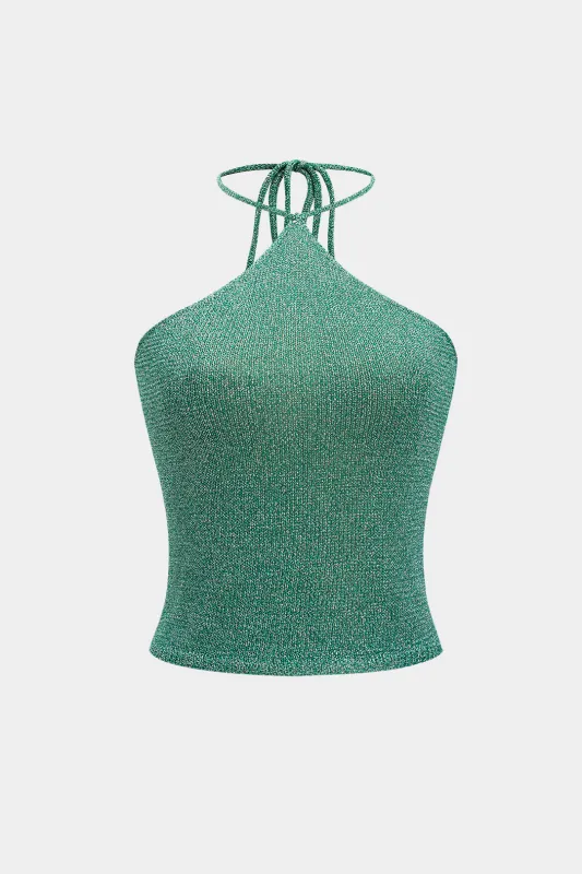 Knit Halter Tie-Back Cami Top sold by Micas
