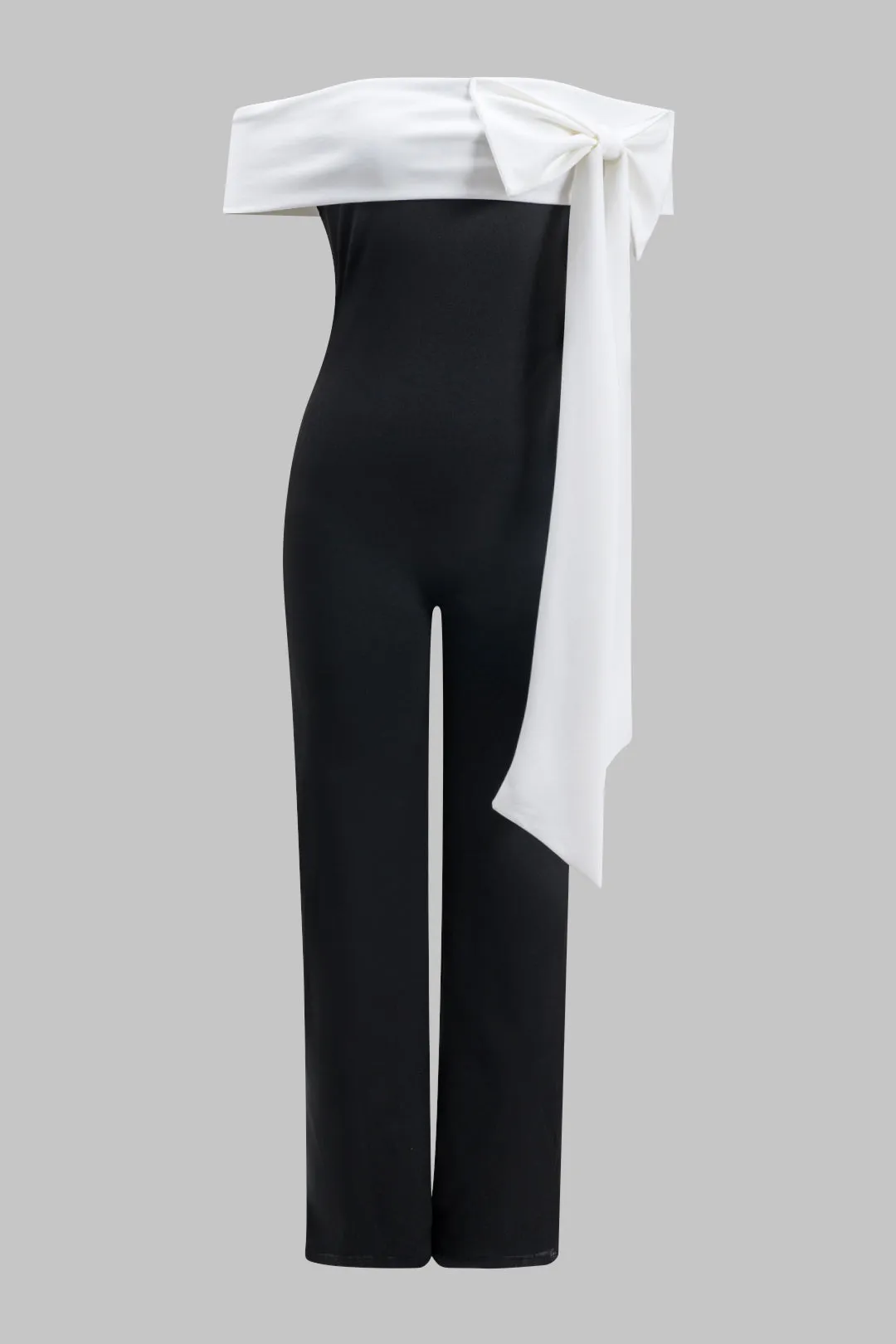 Contrast Off Shoulder Bow Jumpsuit sold by Micas