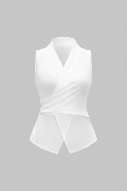 Satin Crossed Ruched Strappy Tank Top sold by Micas
