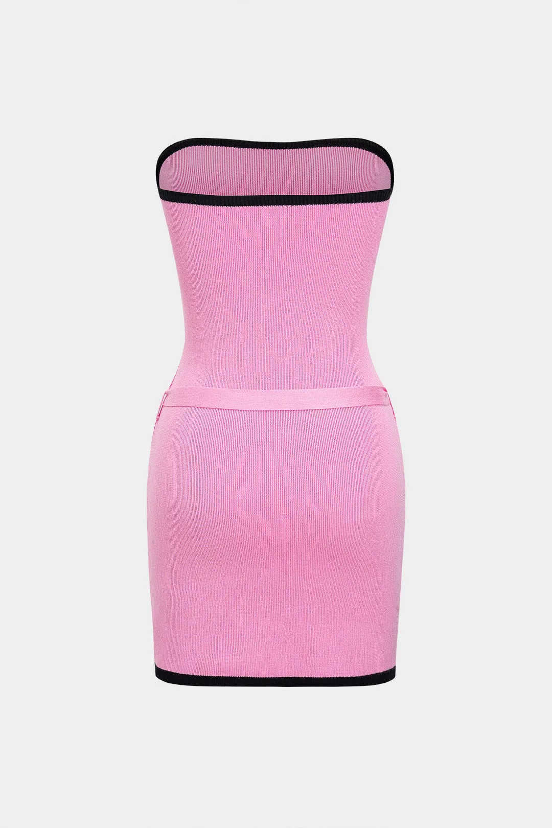 Knit Contrast Binding Belted Strapless Sleeveless Dress sold by Micas product image thumbnail 3