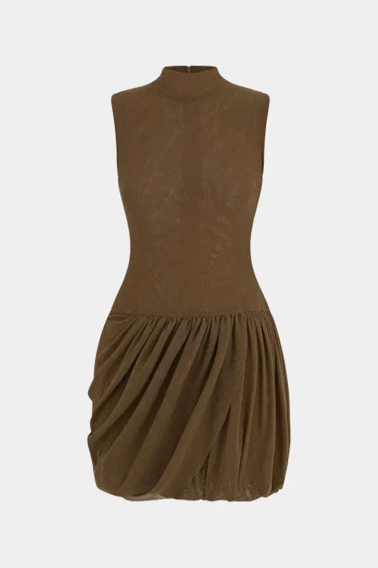 Mesh Ruched Wrap Low Waist Sleeveless Mini Dress sold by Micas