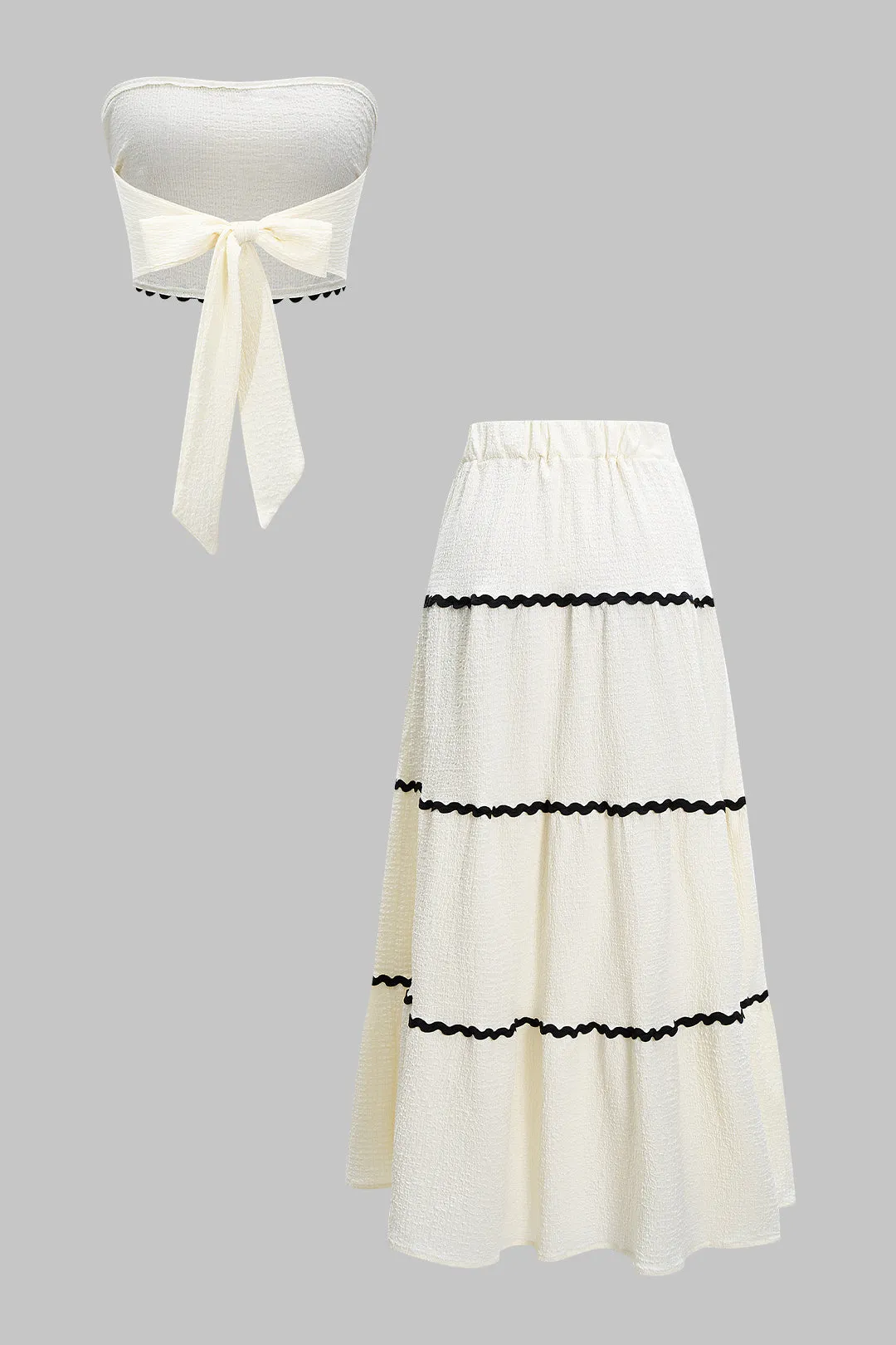 Contrast Binding Tie-Back Tube Top And Skirt Set sold by Micas product image thumbnail 2