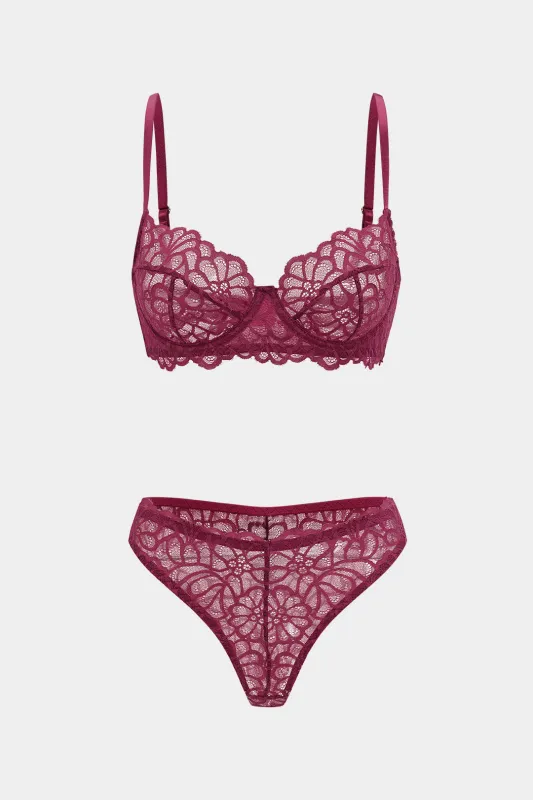 Lace Trim Lingerie Garter Set sold by Micas