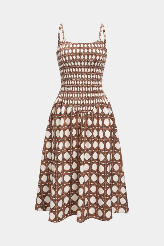 Abstract Geometric Print Slip Sleeveless Midi Dress sold by Micas