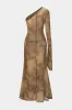 Leopard Print Chiffon One Shoulder Long-Sleeve Maxi Dress sold by Micas