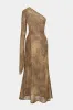Leopard Print Chiffon One Shoulder Long-Sleeve Maxi Dress sold by Micas