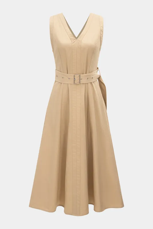 Crossed V-Neck Belted Sleeveless Maxi Dress sold by Micas