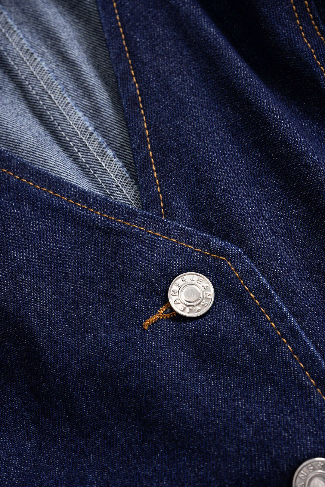 Denim V-Neck Button Short Sleeve Dress sold by Micas product image thumbnail 3