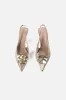 Metallic Decor Buckle Pointed Heels sold by Micas
