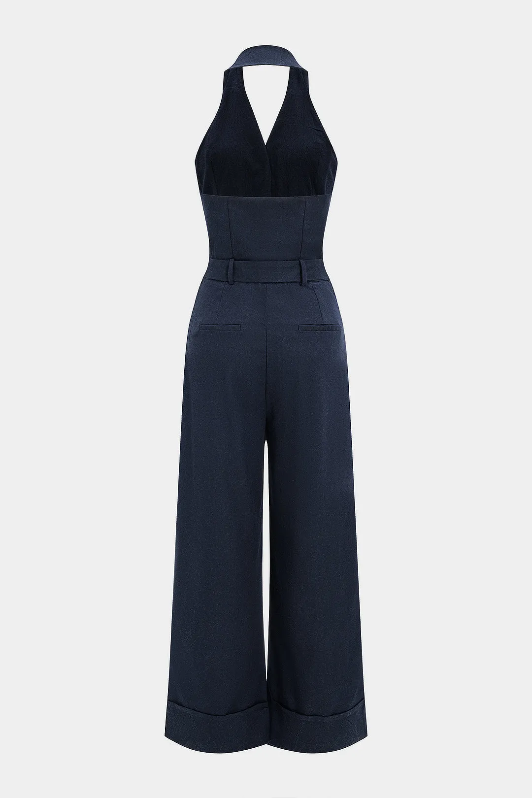 Linen Halter Belted Sleeveless Jumpsuit sold by Micas product image thumbnail 2