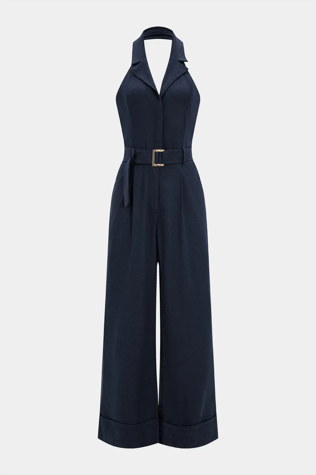 Linen Halter Belted Sleeveless Jumpsuit sold by Micas