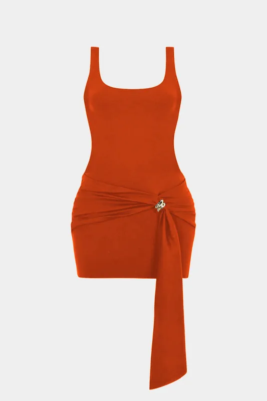 Plus Size Metallic Decor Ruched Sleeveless  Mini Dress sold by Micas