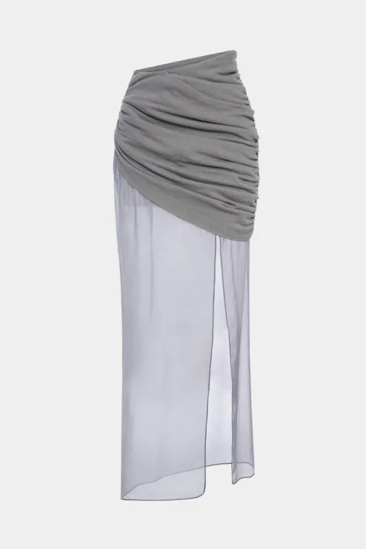 Chiffon High Waist Patchwork Ruched Skirt sold by Micas