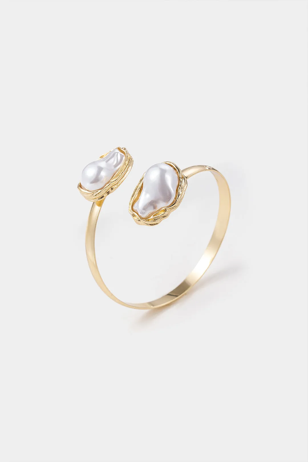 Metal Irregular Pearl Ring And Bracelet Set sold by Micas