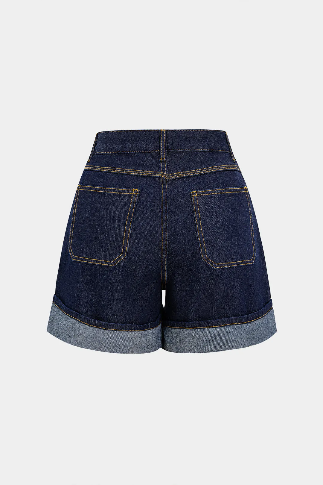 Denim Faux Leather Cuffed Pocket Jorts sold by Micas product image thumbnail 2