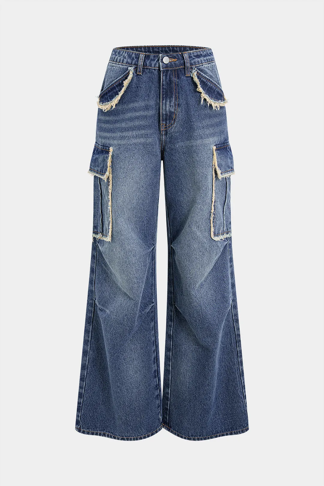 Denim Ruched Wide Leg Jeans sold by Micas