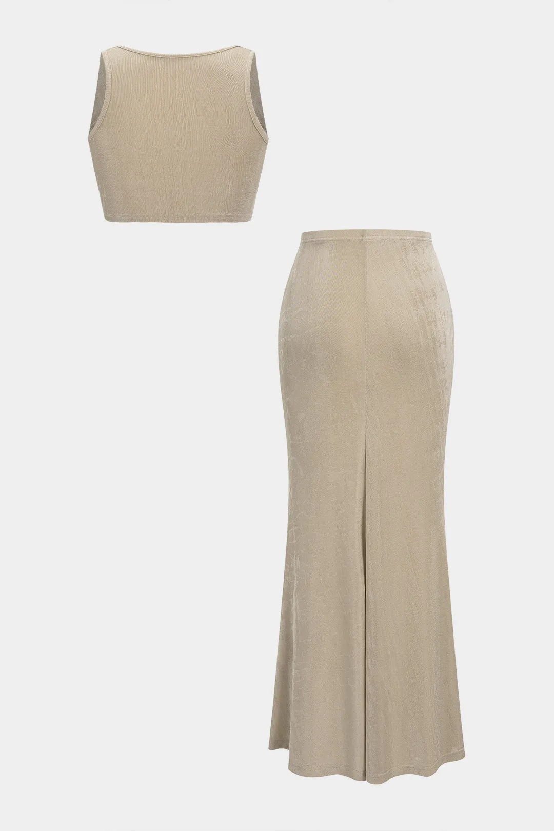 Ruched Twist Knot Tank Top And Ruched Slit Skirt Set sold by Micas product image thumbnail 2