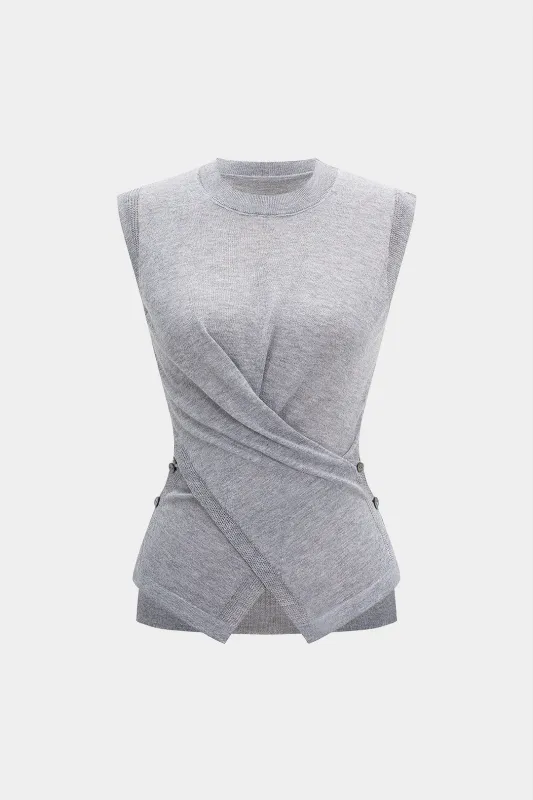 Knit Crossed Ruched Tank Top sold by Micas