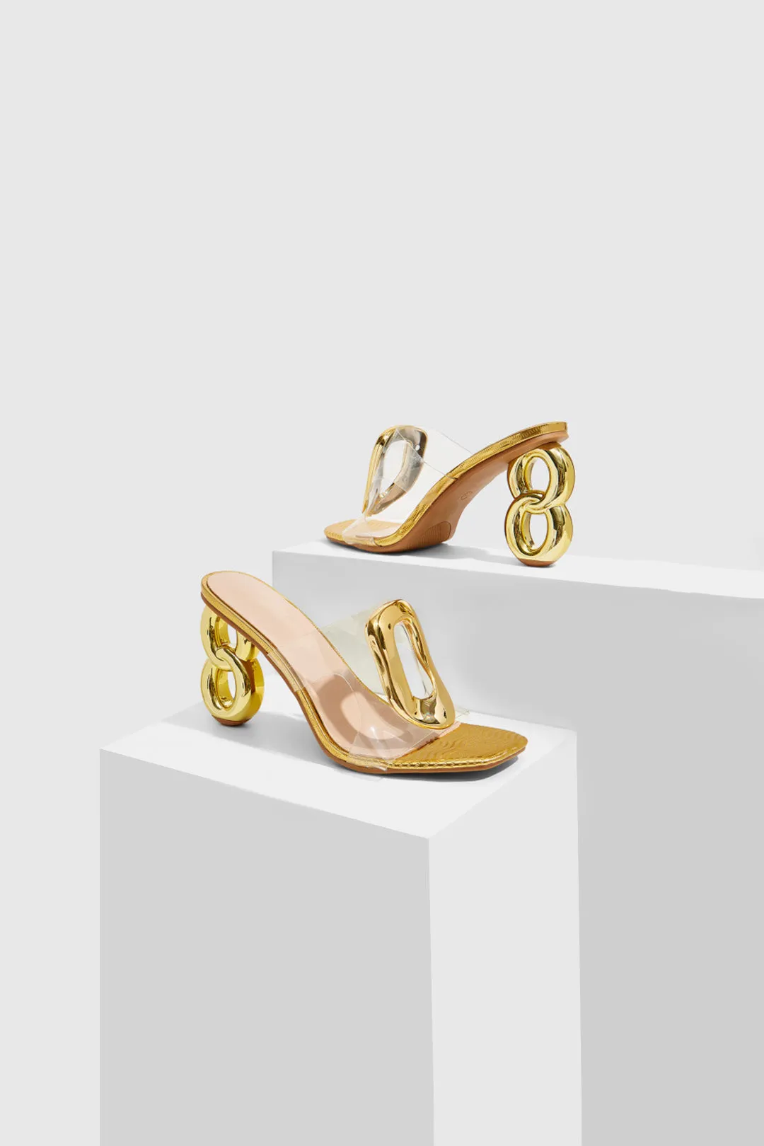 Metallic Decor Open Toe Heels sold by Micas