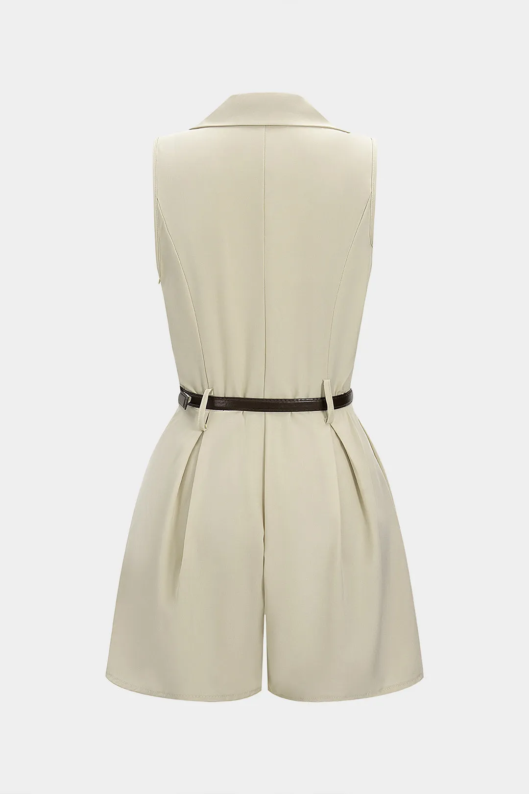 V-Neck Belted Ruched Sleeveless Romper sold by Micas product image thumbnail 2