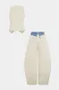 Denim Button Vest And Contrast Drawstring Barrel Trousers Set sold by Micas
