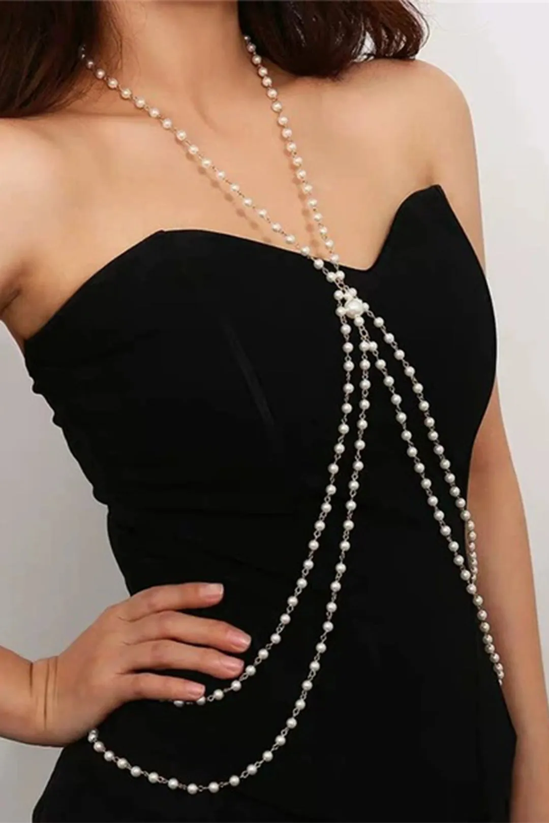 Double Layer Side Swing Pearl Chain Body Chain sold by Micas product image thumbnail 2
