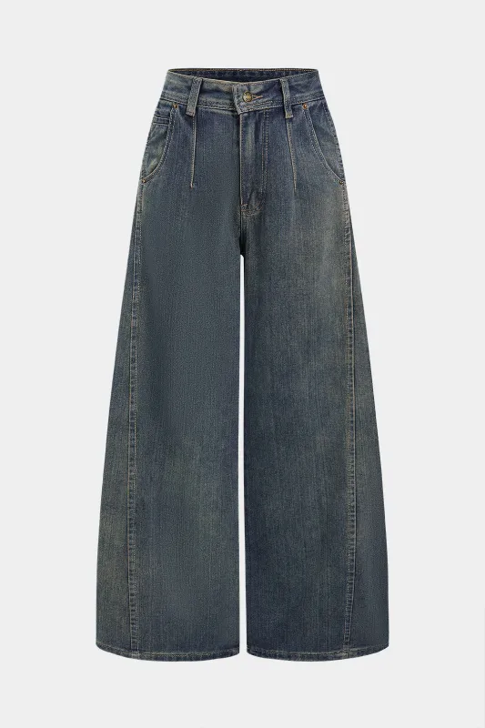 Denim Straight Wide Leg Jeans sold by Micas