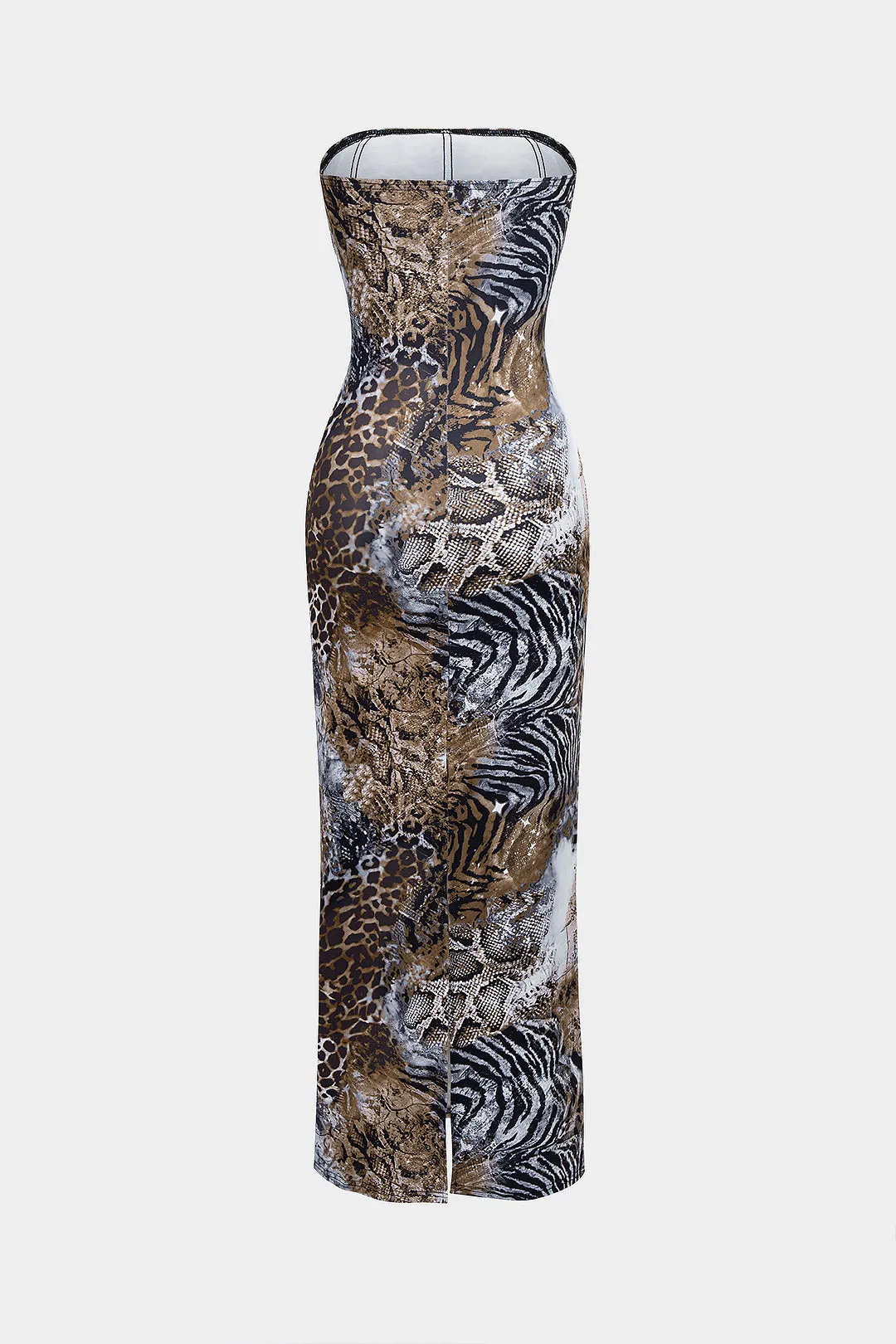 Leopard Print Strapless Corset Waist Sleeveless Maxi Dress sold by Micas product image thumbnail 2