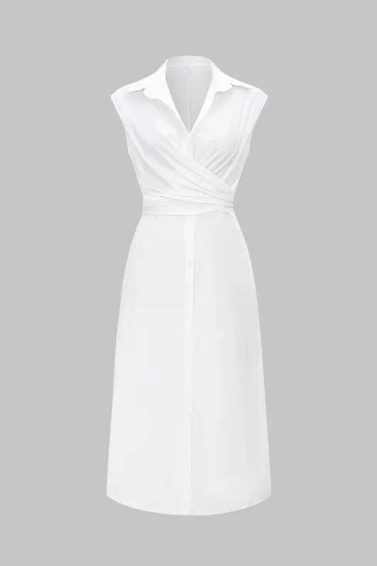Cross Tie-Front Button Sleeveless Maxi Dress made by Micas