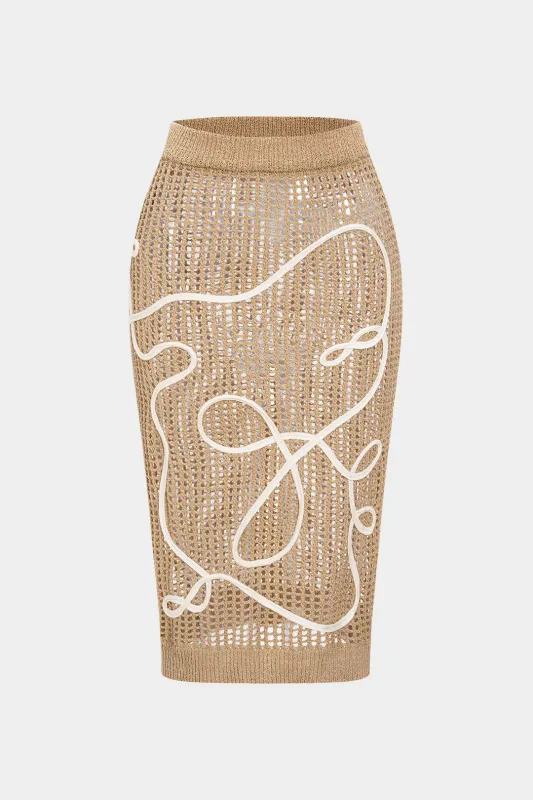 Knit 3D Embroidery Print Skirt sold by Micas