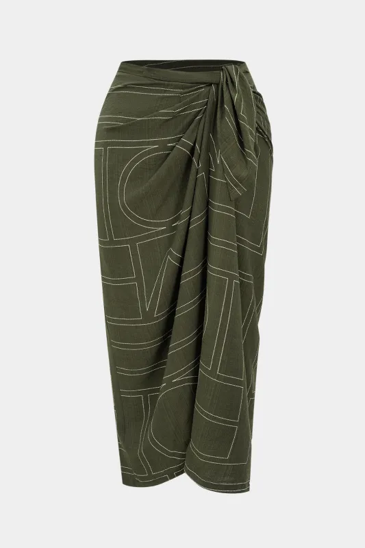 Plus Size Geometric Print Knotted High Waist Skirt sold by Micas