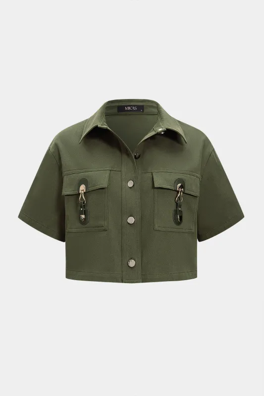 Metallic Button Pocket Short-Sleeve Shirt sold by Micas