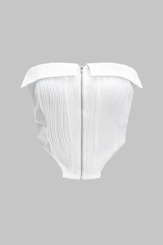 Texture Zipper Strapless Tube Top sold by Micas