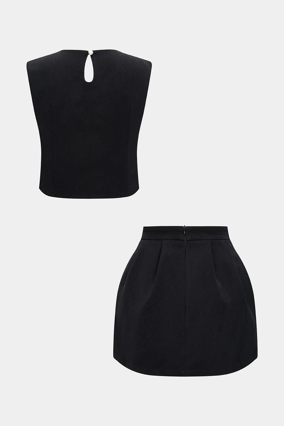 Beaded Tank Top And Ruched Zipper Skirt Set sold by Micas product image thumbnail 2