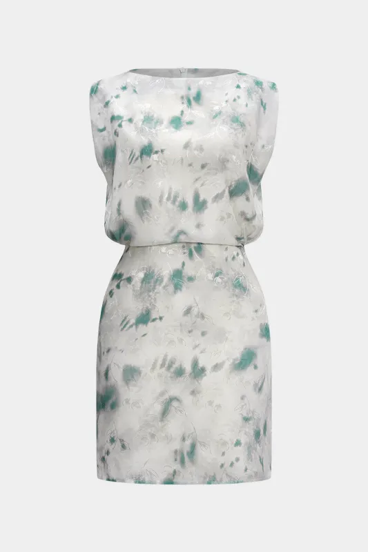 Floral Print Chiffon Zipper Sleeveless Mini Dress sold by Micas