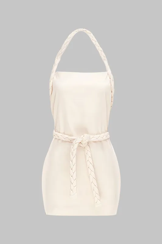 Halter Neck Waist Knotted Braided Sleeveless Mini Dress sold by Micas