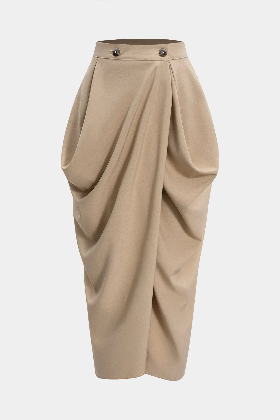 Solid Button Pleated Skirt sold by Micas