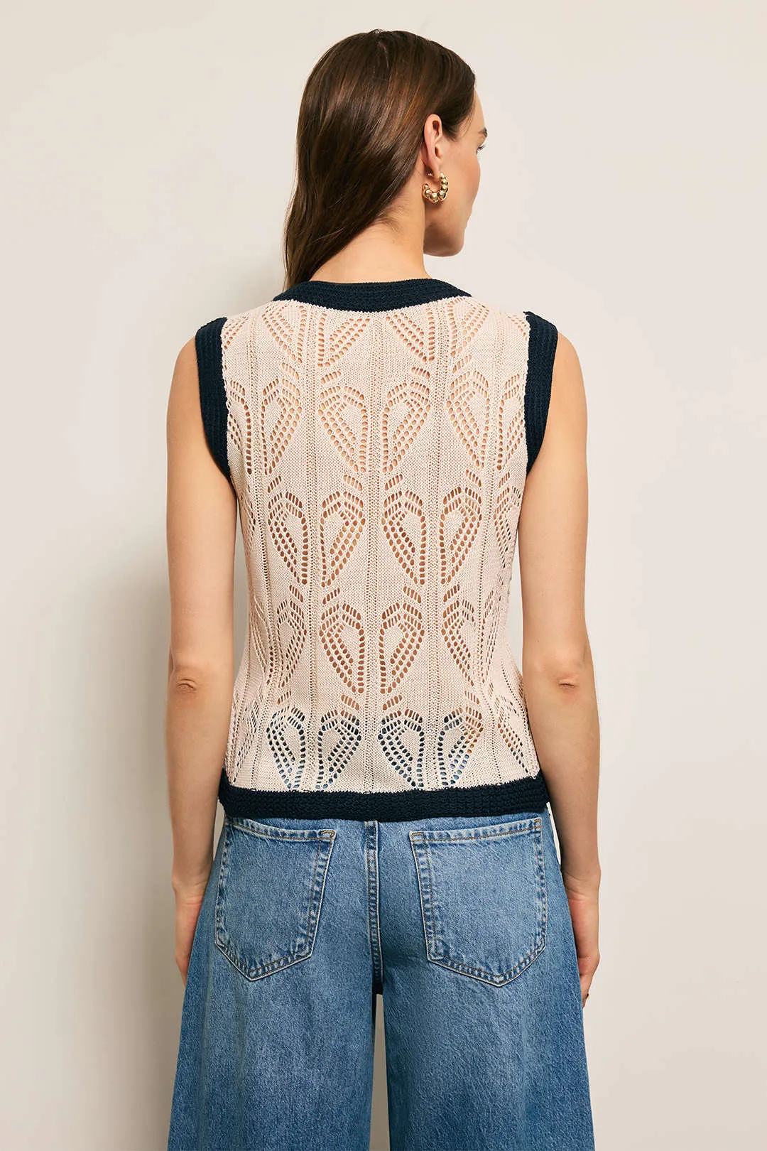 Knit Contrast Cut Out Button Sleeveless Vest sold by Micas product image thumbnail 2
