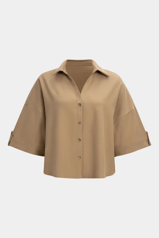 Linen Button Short-Sleeve Shirt sold by Micas