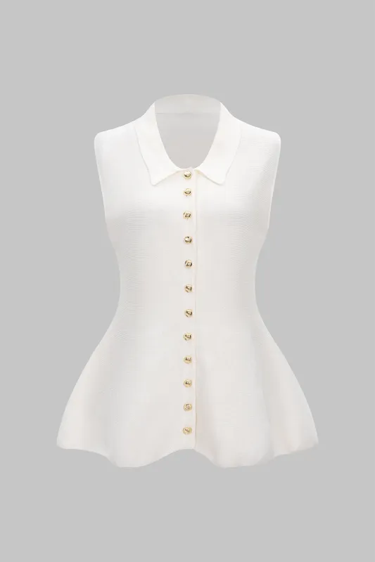Puff Hem Button Detail Tank Top sold by Micas