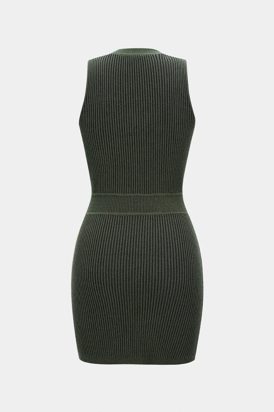 Knit Metallic Button V-Neck Sleeveless Dress sold by Micas product image thumbnail 2