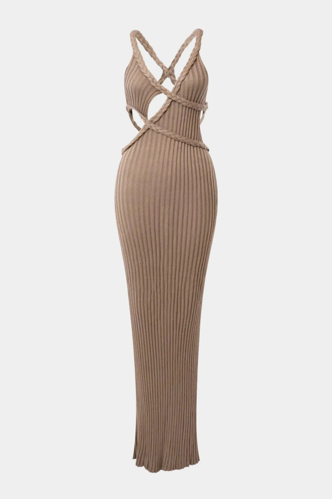Asymmetrical Braided Backless Sleeveless Maxi Dress sold by Micas
