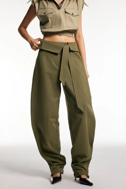 Pleated Tie Front Wide Leg Trousers sold by Micas